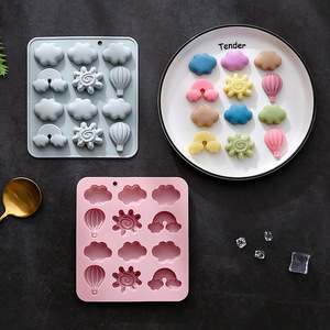 Moule en silicone 12 cavités en forme de nuages, montgolfière, soleil et arc-en-ciel pour pâtisserie, cuisson et crème glacée - Product Image 4