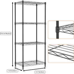 MZG Home Narrow Space 4 Tiers <b>Shelf</b> Metal Storage <b>Shelves</b> <b>Wire</b> Utility Rack for Garage Kitchen Bathroom Laundry - Product Image 2