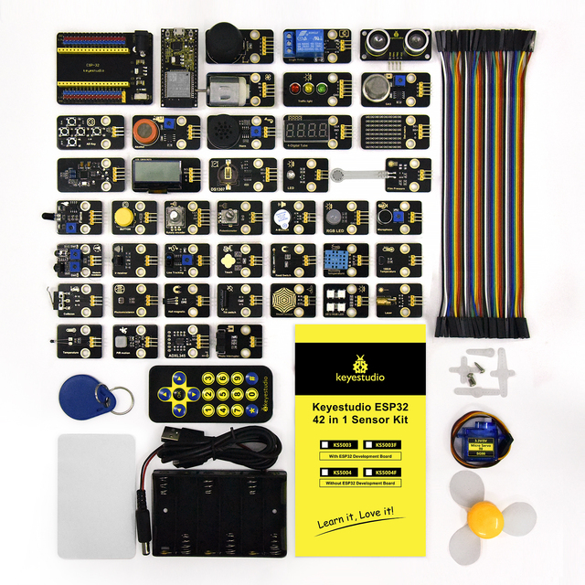 Keyestudio Electronic Kit Diy 42 in 1 ESP32 Sensor Kit  With Esp32 Development Board Learn C and Python Programming
