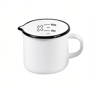 Olla para leche con escala y boquilla 1 L 12 cm esmaltada blanca - Product Image 2