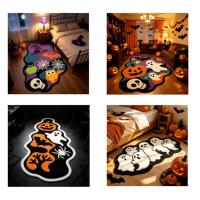 Großhandel Halloween-Geister-Teppich Niedlicher Cartoon-Kürbis-Teppich Unregelmäßige Bodenmatte Maßgeschneidertes Design Heim Schlafzimmer Wohnzimmer Deko