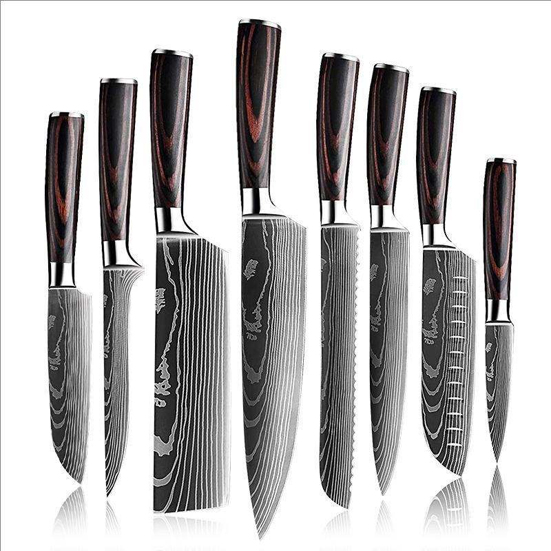 Ensemble de 8 couteaux en acier inoxydable marron