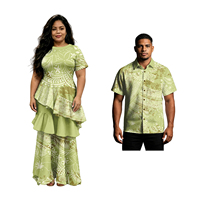 Chemises unisexes tribales samoanes Tapa Fidji pour hommes, robes hawaïennes classiques à volants cascade pour femmes, taille plus, ensemble couple polynésien