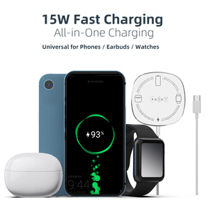 Cargador Inalámbrico 3 en 1 Súper Delgado de 15W, el Más Económico del 2026, para <span class=keywords><strong>iPhone</strong></span>, Auriculares y Reloj Inteligente, <span class=keywords><strong>con</strong></span> Cable - Product Image 1