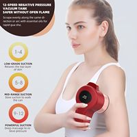 Masseur à ventouses électrique portable avec chauffage par lumière rouge, 12 niveaux d'aspiration, appareil de massage à ventouses sans fil