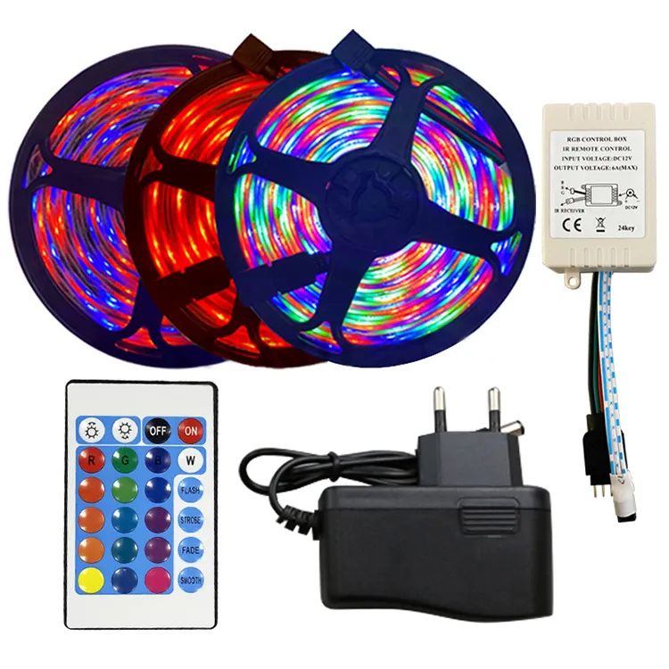 2835 54leds 60leds RGB SMD Flexible 24-Tasten-Fernbedienung 12V Power IP65 Wasserdichtes LED-Raumstreifen-Lichtband