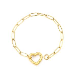 Pulseras de Cadena de Acero Inoxidable Chapadas en Oro de 18K, Modernas, con Diseño de Clip, para Mujer, Resistentes al Agua, con Corazón, para Regalo - Product Image 1