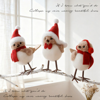 Décoration de Noël pour la maison : Adorable pendentif d'arbre de Noël en mousse et peluche de luxe, motif oiseau, ours couple fait main, écologique BINGCHI