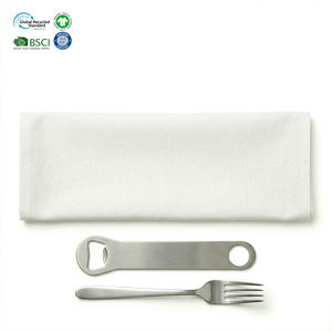 Absorbent White Hemmed Cloth Napkins 18x18 Inch Polyester Cotton Blend Custom Brand Label - Product Image 1