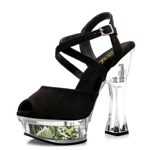 Sandalias de Tacón de 14 cm, Calzado de Baile, Estilo Gótico Exótico, Fetiche, Punta Abierta, Stripper, Cristal, Diamante, Impermeables - Product Image 5