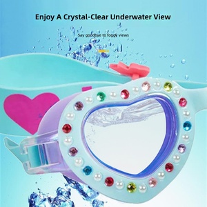 Factory Wholesale Childrens Swimming Goggles Stylish High-definition Waterproof Anti-fog Cartoon <b>Heart</b> Design Light - Product Image 2
