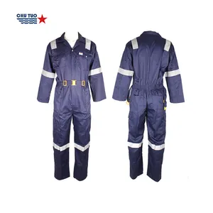 Top supplier men work clothes 190gsm overall sliver reflective strip bolier boilersuit workwear coverall cotton working uniforms