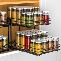 Étagère de rangement de cuisine multifonctionnelle en gros, étagère verticale en fer à double niveau pour pots à épices sur comptoir et sous évier