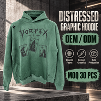 Sweat à capuche déchiré en coton épais 100% avec effet délavé vintage, coupe oversize, impression DTG personnalisée, streetwear unisexe, vente en gros OEM