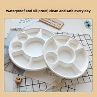 Plateaux jetables biodégradables en pulpe de canne à sucre, 7-9 compartiments, compatibles micro-ondes, style moderne et minimaliste pour usage commercial
