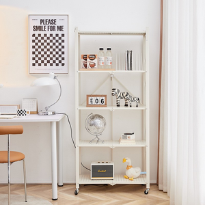 Étagère de Rangement de Cuisine Mobile et Pliable Blanche Approvisionnement Usine Multifonctionnelle sur Pied sans Montage en Métal Bon Marché - Product Image 5