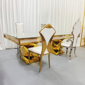 Party Wedding Decoration Gold Stainless Steel <strong>Butterfly</strong> Style Events Glass Top <strong>Table</strong> Decor Cake Stand Stage Decoration <strong>Table</strong> - Product Image 5