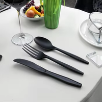 Ensemble de couverts modernes biodégradables en CPLA écologiques avec serviette et sel et poivre pour emballage de boîte à lunch de mariage
