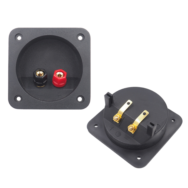 JIALUN 2 Position Audio Speaker Terminal Box Square Junction Cup with Binding Post Connector for Speaker Wire