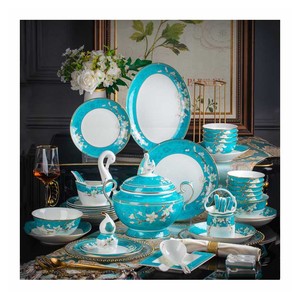 Juego de Vajilla de Porcelana Europea de 60 Piezas con Juego de Tazas, Diseño de <span class=keywords><strong>Palacio</strong></span> <span class=keywords><strong>Chino</strong></span> con Patrón Escénico, Minimalista, para Uso en Hoteles - Product Image 6