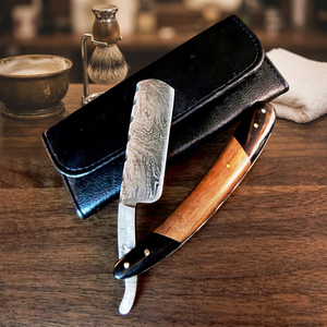 ASAP Damascus Stainless <b>Men</b> Shaving Razor Set for Body <b>Bikini</b> Colorful Face Straight Blade Folding Razor Wood Handle - Product Image 2
