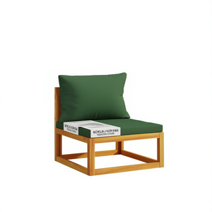Chaise de jardin en bois d'acacia massif, verte, standard, mobilier d'extérieur modulaire, design contemporain, pieds coniques durables - Product Image 1