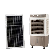 Ventilateur de climatisation portable alimenté par énergie solaire avec batterie au lithium, 12 V CC, réservoir d'eau de 50 L, 6000 m³/h, commande manuelle
