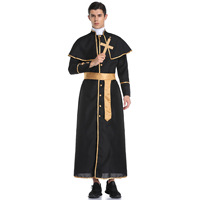 M-XL Halloween Prêtre Costume Costume Mascarade Ball Missionnaire Robe Hommes Performance Robe