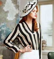 Chemisier à rayures noires et blanches à la mode pour femmes ODM OEM ensemble de bureau élégant et de luxe de haute qualité