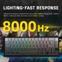 Clavier sans fil magnétique ATTACK SHARK X68 PRO HE 60% Tri-mode 8KHz avec précision RT de 0,01 mm, compatible RT/Snap Tap/DKS/MT/TGL
