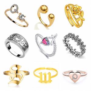 <b>24k</b> <b>Gold</b> Plated Stainless Steel <b>Ring</b> Crystal Rhinestone Lab Created Daily Trendy Unisex Design Tryme Brand Cross Border Multi - Product Image 3