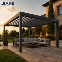 Pergola motorisée en aluminium à lames orientables avec toit bioclimatique réglable et imperméable pour jardin, terrasse et patio