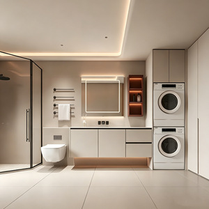 Mueble de Baño de Acero Inoxidable Bokejia, Montado en la Pared con Espejo e Iluminación, Diseño Moderno, Tamaño Personalizado - Product Image 1