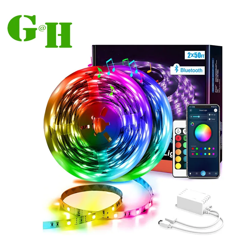 와이파이 앱 제어 Smd RGB 5v USB 블루투스 1m 2m 5m led TV 백라이트 스마트 Led 스트립 조명 침실 캐비닛 홈 장식