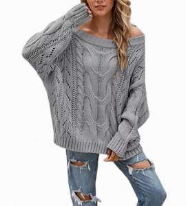 <span class=keywords><strong>Pull</strong></span> en maille ample et irrégulier à col large pour l'automne et l'hiver, <span class=keywords><strong>pull</strong></span> épais et élégant pour femmes - Product Image 4