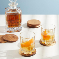 Ensemble de 8 sous-verres en bois d'acacia naturel sous-verres ronds en bois antidérapants ensemble de sous-verres pour boissons tasses à boissons