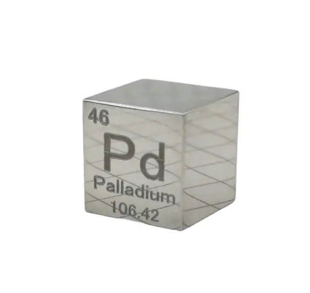 Lingot/cube de palladium de haute pureté, métal palladium, tableau périodique des éléments du cube palladium (Pd 99.95%)