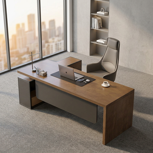 Modern Solid <b>Wood</b> L-Shaped Executive Desk with Spacious Work Surface for Office Home Study - Product Image 3