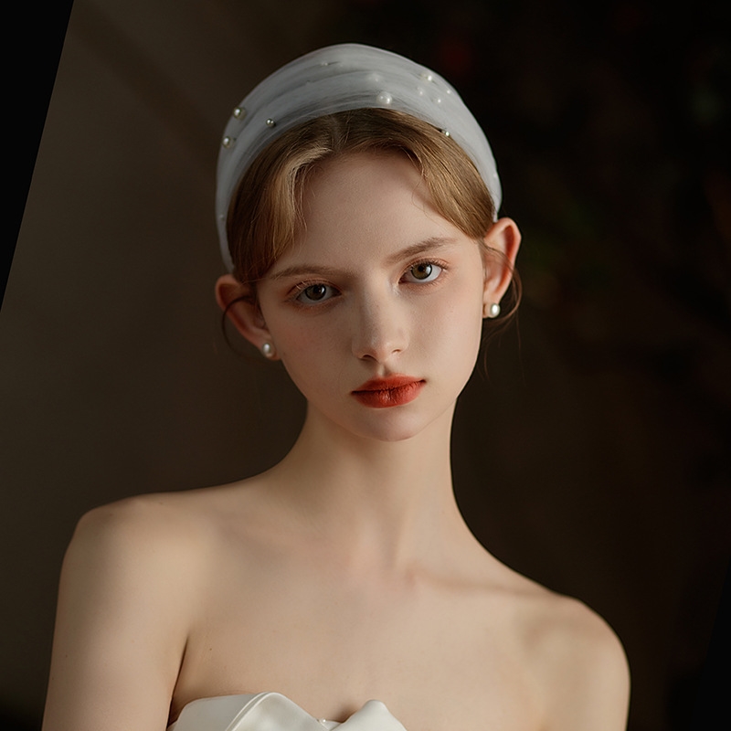 Xinmeiji V733 Bridal Beaded Hair Band, Super Ethereal White Retro Wedding Dress, Studio Style Photo Hair Accessory