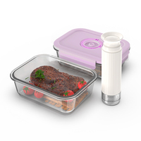 Verrerie de haute qualité pour four et micro-ondes boîte de rangement sous vide régulière récipient alimentaire en verre avec couvercle en PP avec pompe manuelle