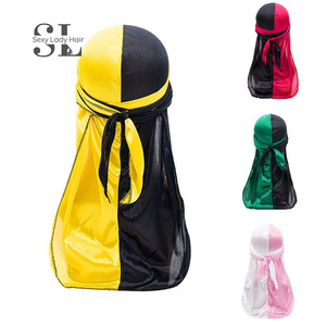 Turban Durag en satin soyeux unisexe, style hip-hop doux, avec queue extra longue, pour <span class=keywords><strong>homme</strong></span> - Product Image 1