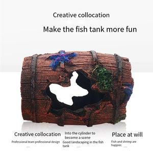 Barile di riparo per acquario acquario acquario vasca per il paesaggio decorativa tecnologia resina gamberetti e casa dei pesci 808 antico barile di vino stelle marine - Product Image 2