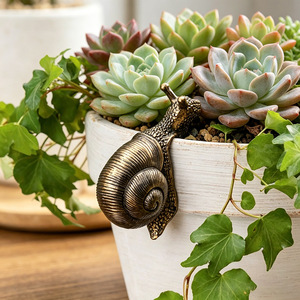 Resin Snail Decorative Ornament Bronze Color For Flower Pot Home Garden Artistic Craft Decoration - Product Image 1