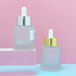 Luxury 30ml 50ml Thick Bottom Essential Oil Bottle Glass Dropper Frosted Flat Shoulder Wide Dropper Bottle 1oz for Serum Oil - Product Image 2