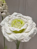 Perlengkapan Bunga Acara Pernikahan, Bunga Peony Kertas Organza Putih Raksasa, Bunga Buatan untuk Dekorasi Jendela dan Pesta