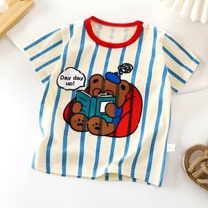 Camiseta de algodón de verano a la moda para niños con estampados de dinosaurios y animales en varios colores, tops infantiles con mezcla aleatoria de diseños. - Product Image 5