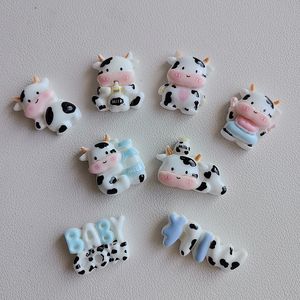 100ชิ้นรูปวัวนมน่ารักเรซินหลังแบนสำหรับตกแต่ง DIY เคสโทรศัพท์อัลบัมภาพเครื่องประดับทำของตกแต่ง - Product Image 1