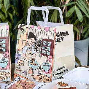 Sacs en papier kraft biodégradables et recyclables écologiques en gros pour boulangerie, desserts à emporter, emballage personnalisé avec logo - Product Image 2