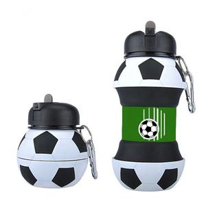 Bouteilles d'eau sportives en silicone pliables en forme de ballon de football pour enfants, anti-fuite avec couvercle, accessoire de gym pour le camping – Offre Spéciale - Product Image 3