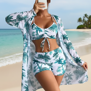 Nouvel ensemble trois pièces de <span class=keywords><strong>maillot</strong></span> de bain sexy 2026 pour femme, avec haut et bas en maille multicolore, effet allongeant les jambes - Product Image 1